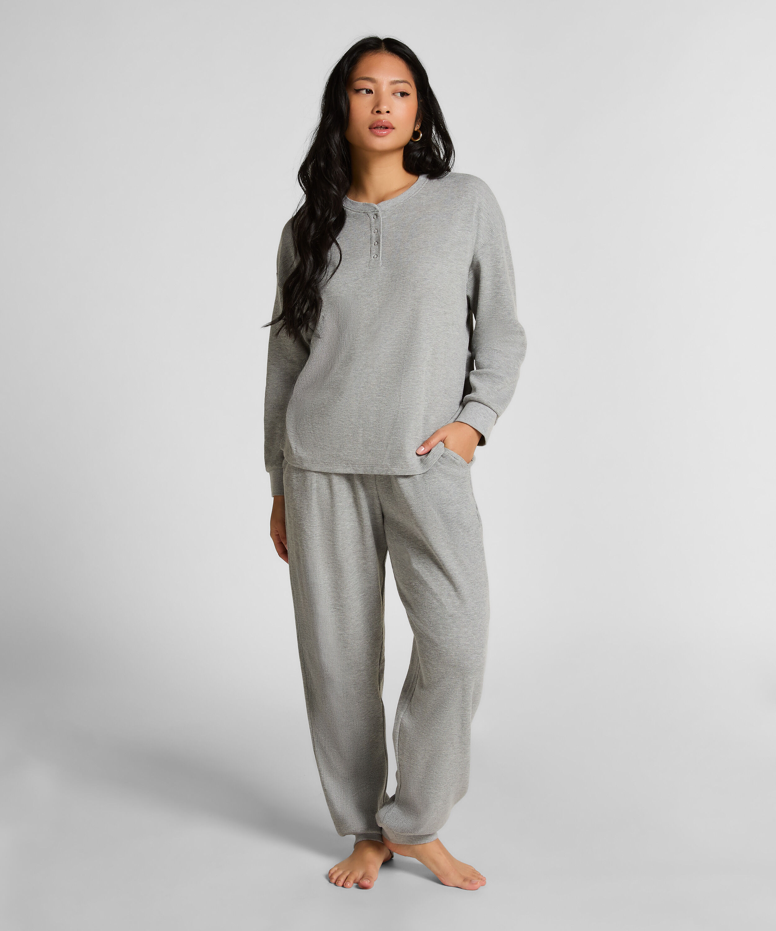 Haut gaufre Henley, Gris