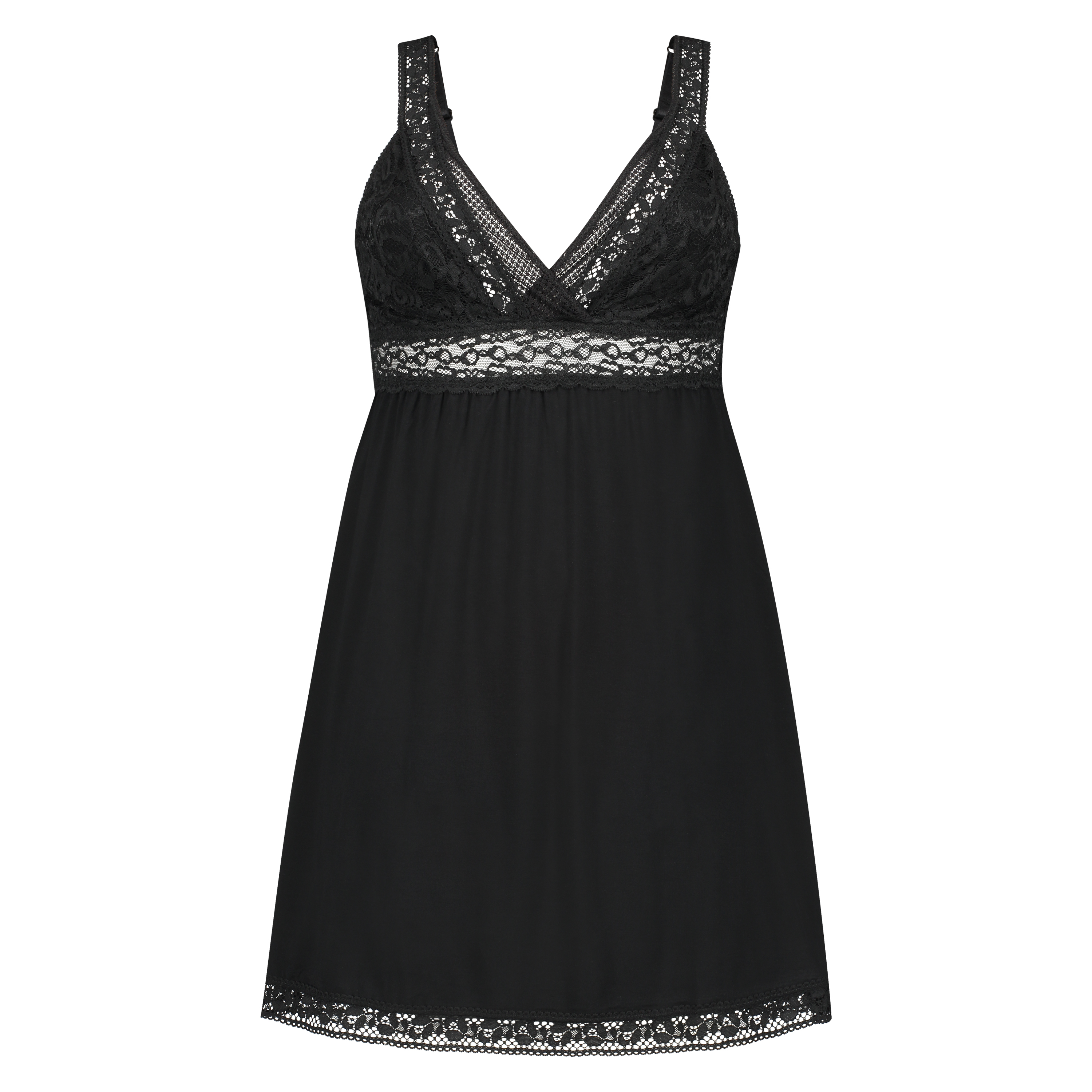 Slipdress Graphic lace, Zwart, main