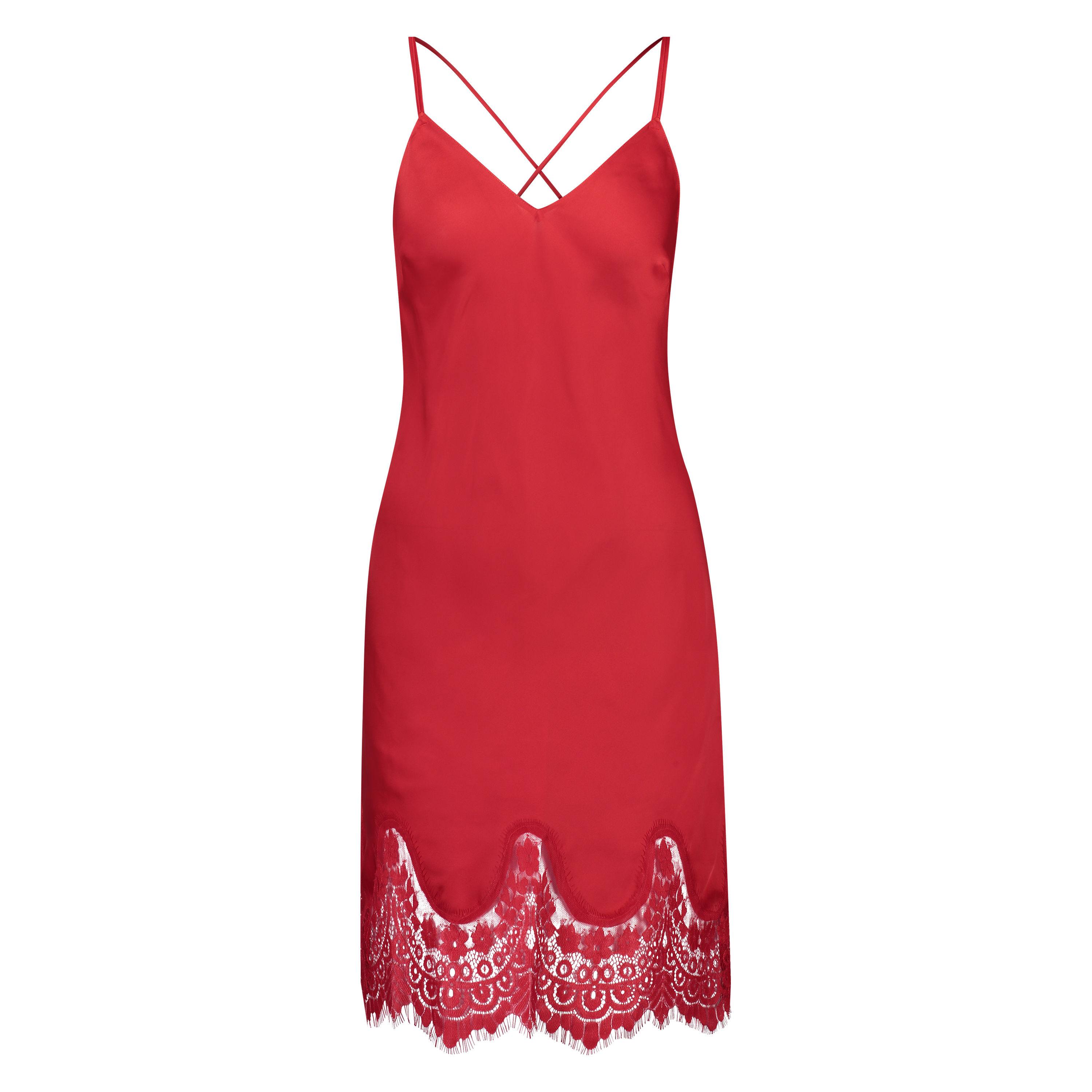 Slipdress Satin Lace, Rood, main