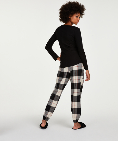 Petite Pyjamabroek Twill Check, Zwart