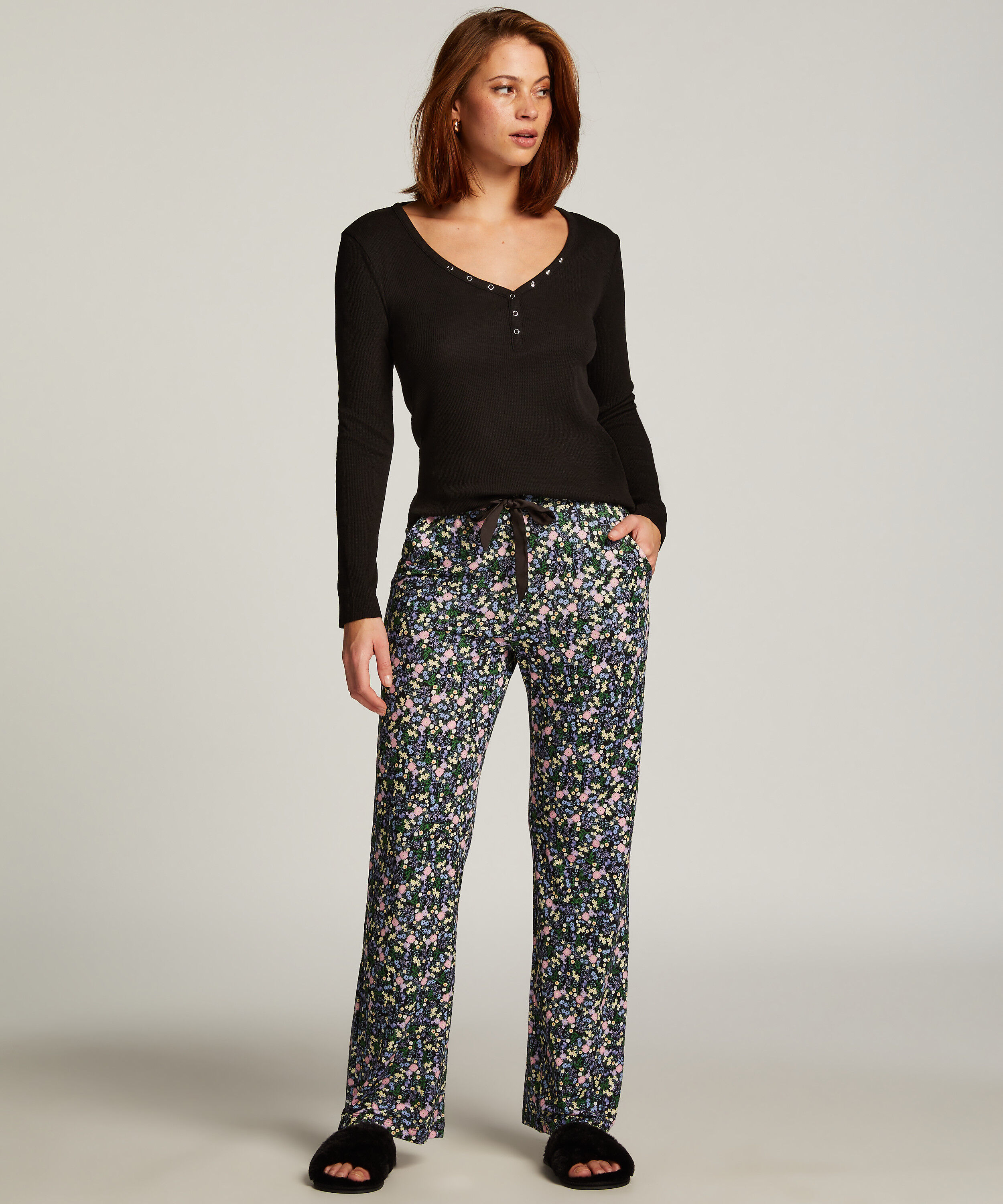 Pyjamabroek Jersey, Zwart