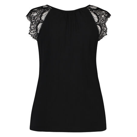 Singlet Lace Jersey, Zwart
