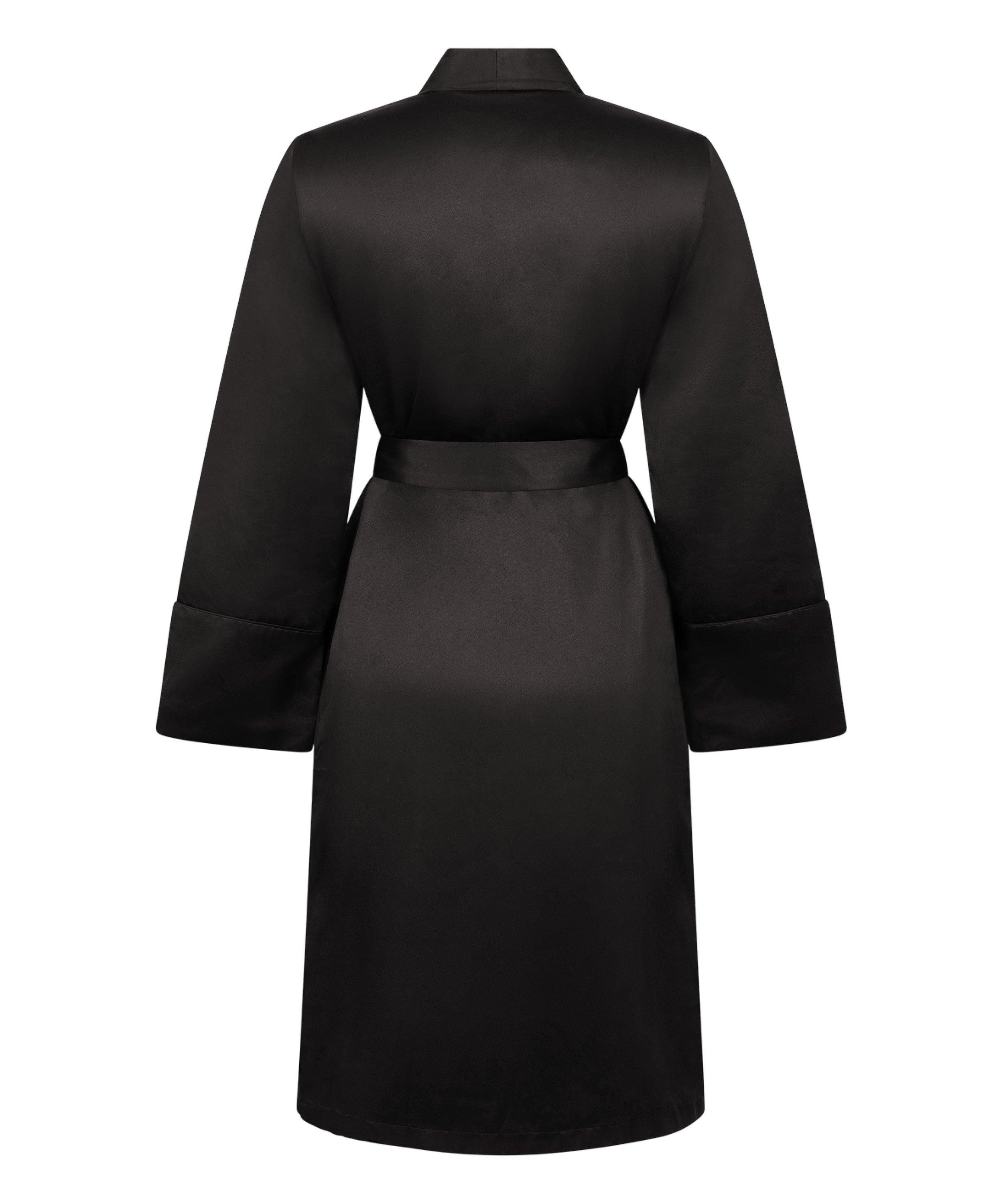 Badjas Satin Fleece, Zwart, main