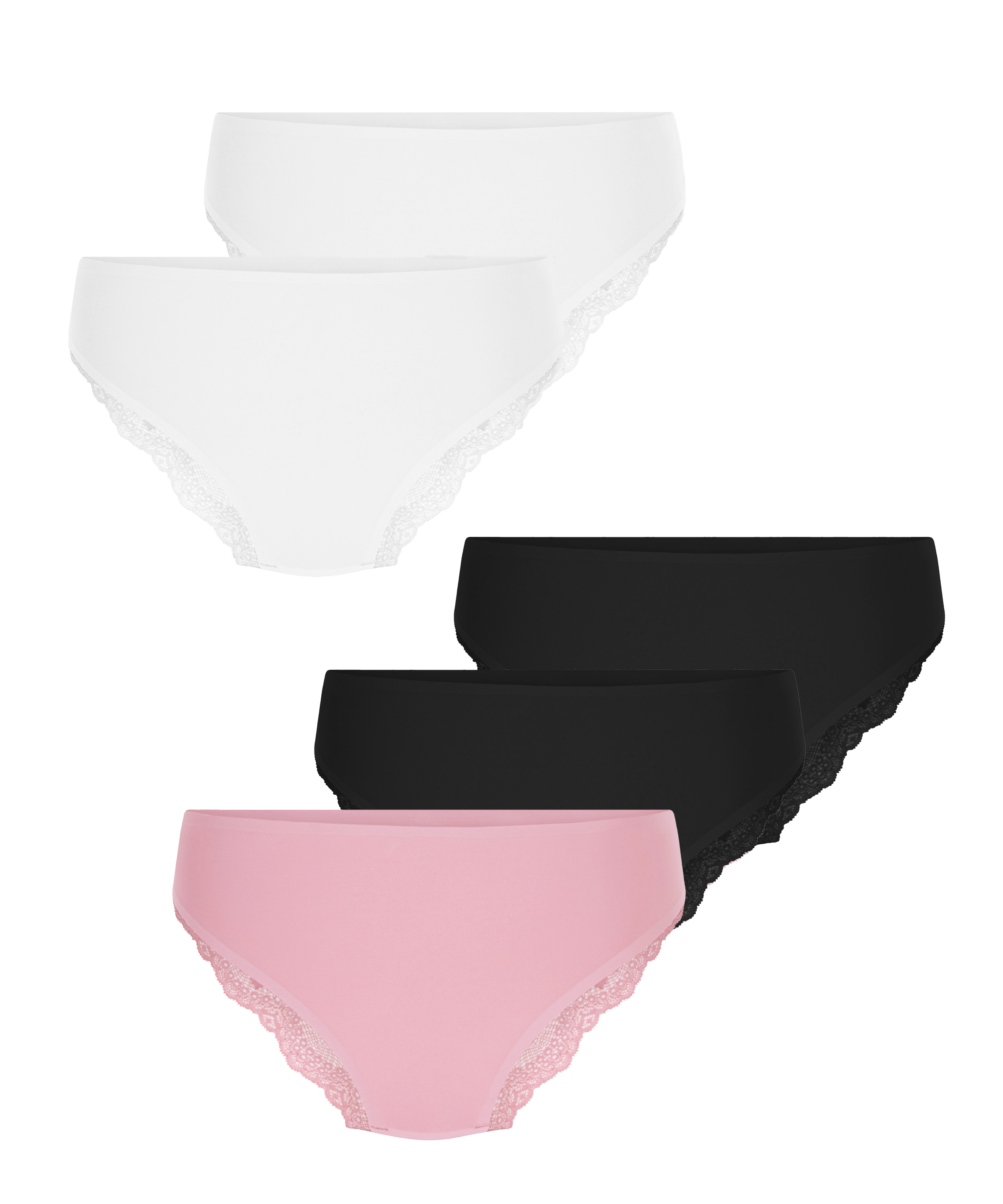 Lot de 5 slip brésilien invisible Lace Back, Rose, main