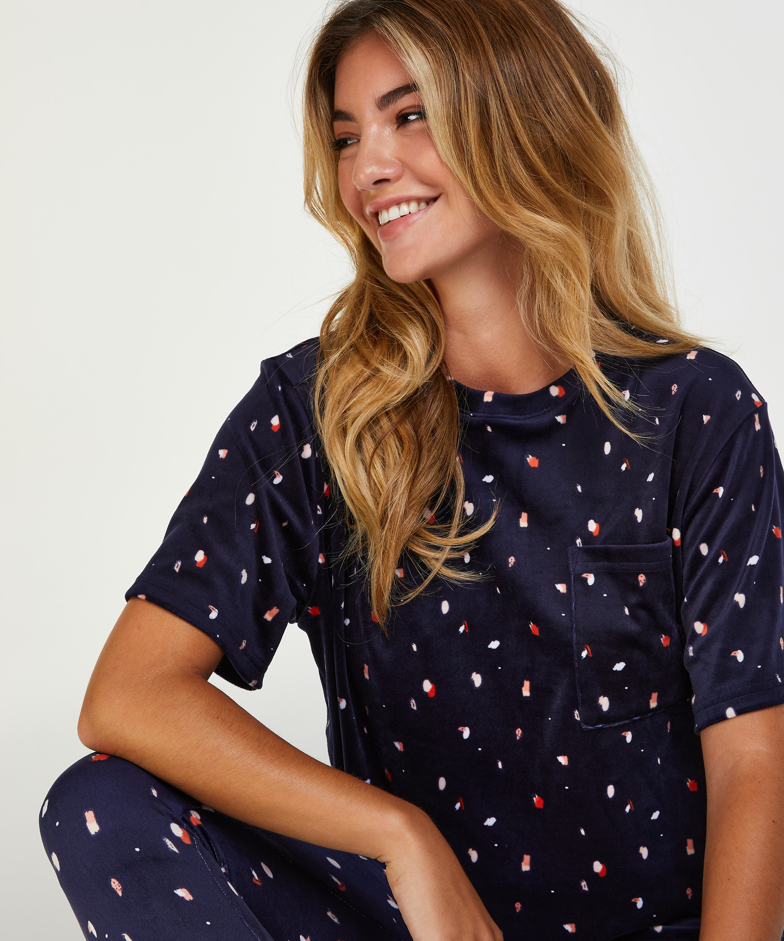 Top Velours Pocket, Bleu, main