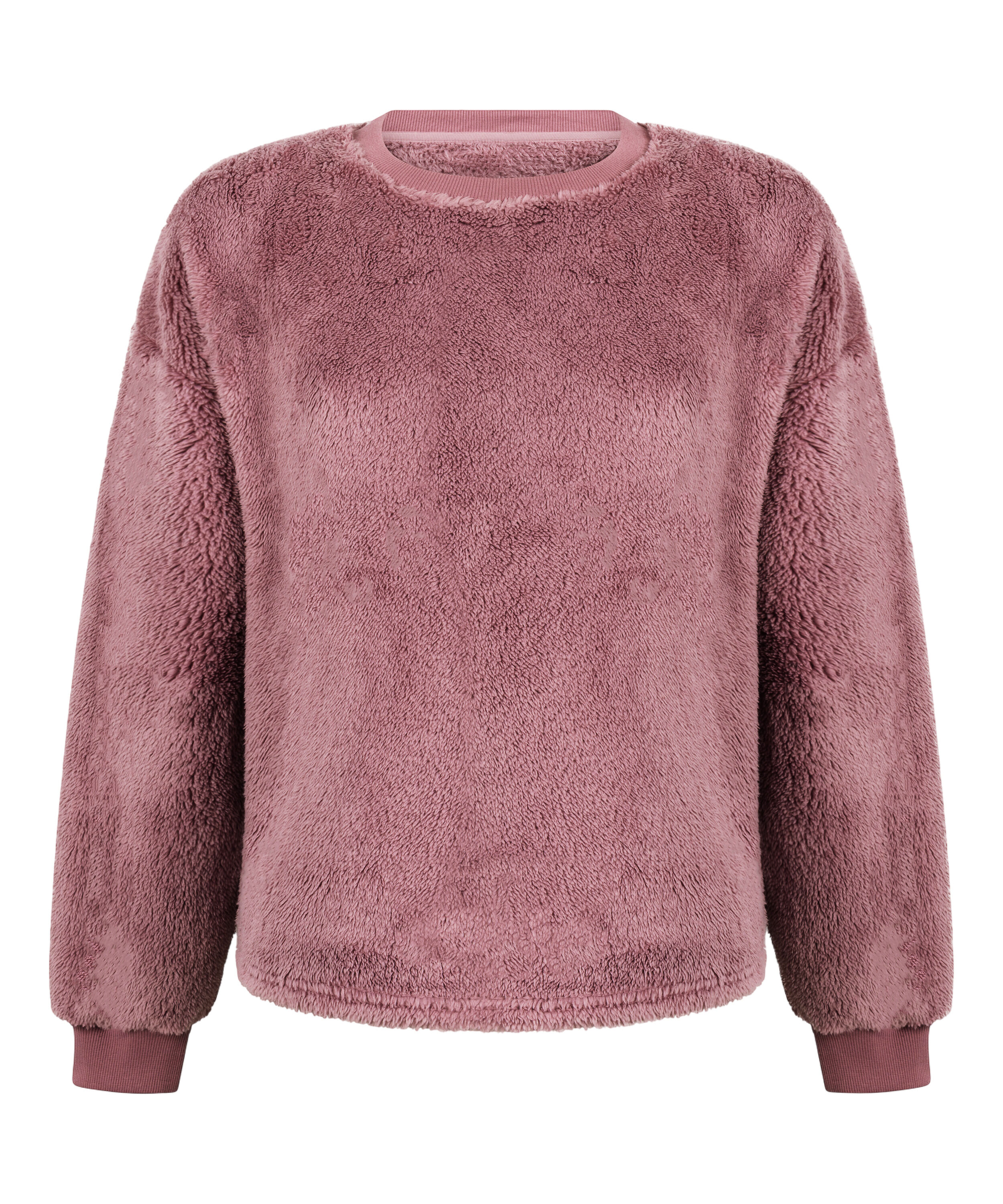 Top &agrave; manches longues Fluffy Fleece, Rose
