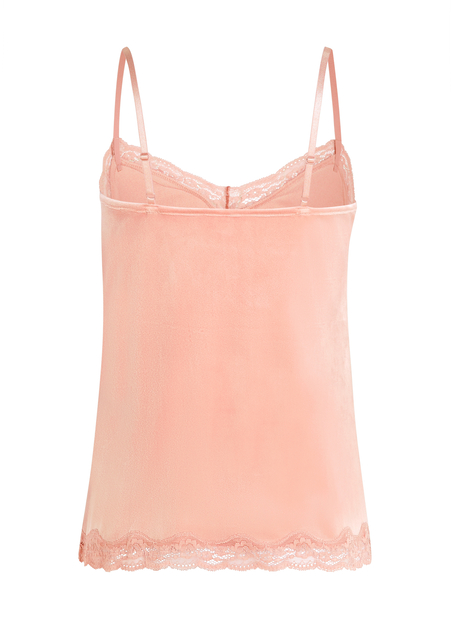 Camisole velours Dentelle, Rose