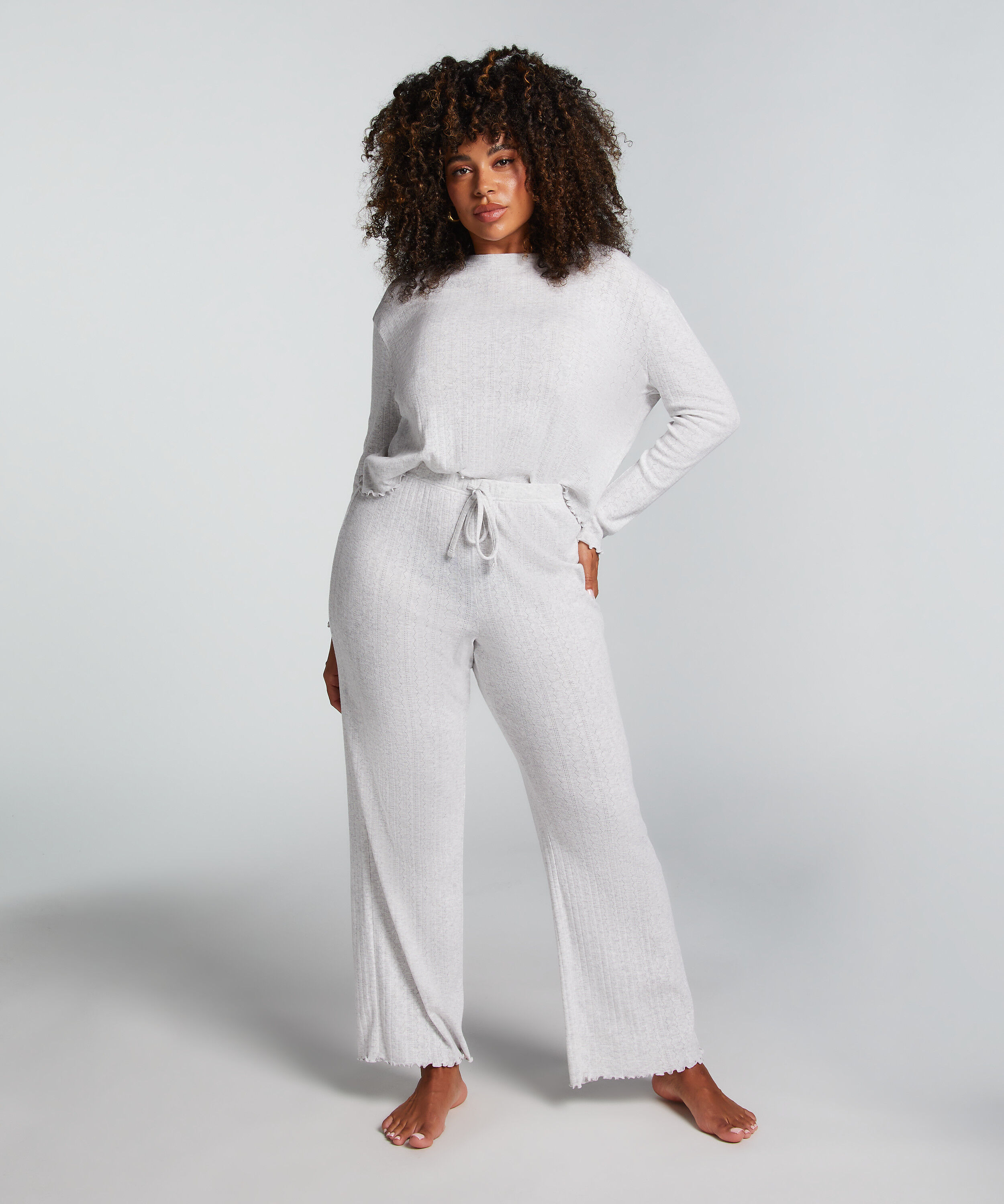 Pyjamabroek Pointelle, Beige