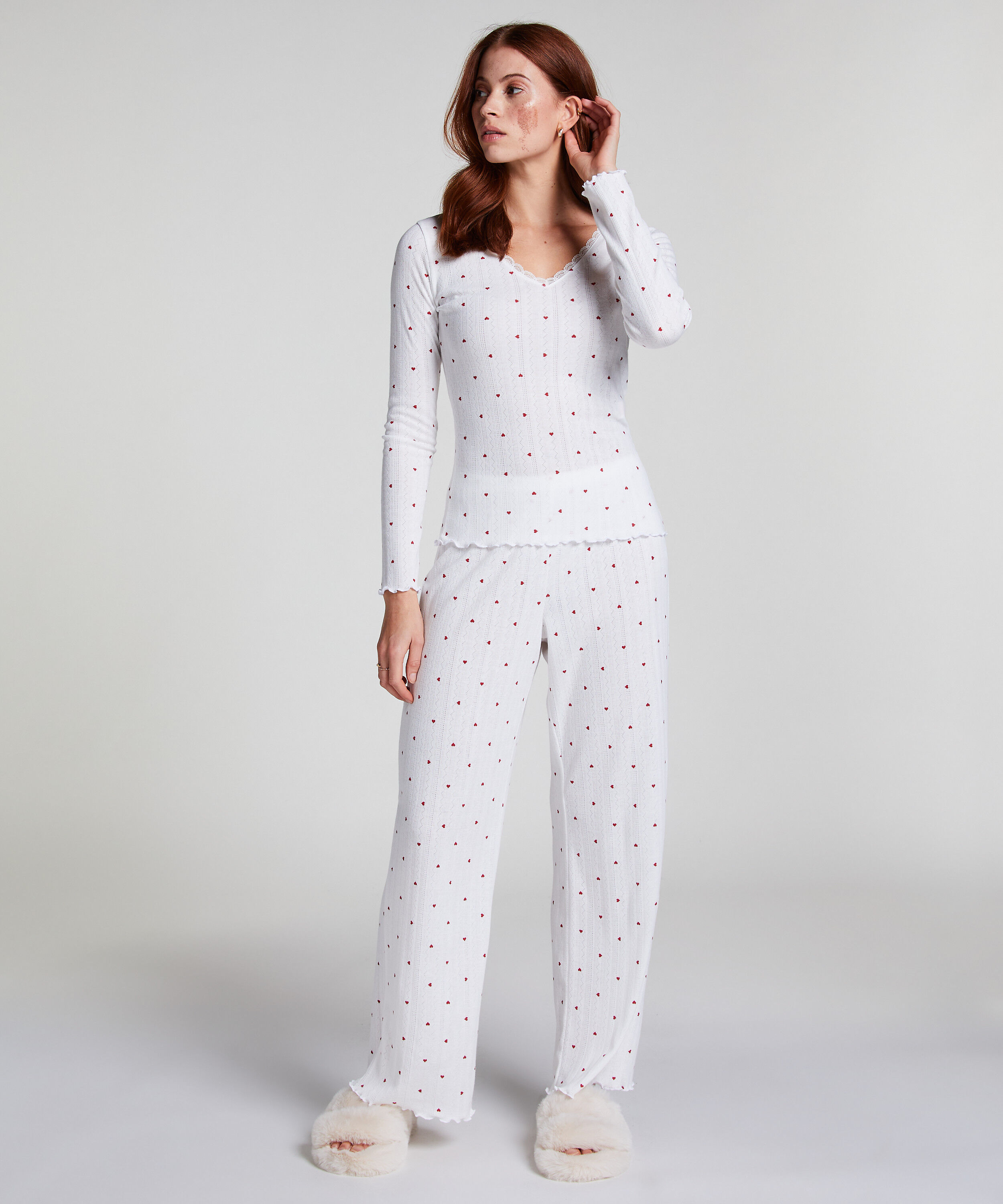 Pyjamabroek Pointelle, Wit