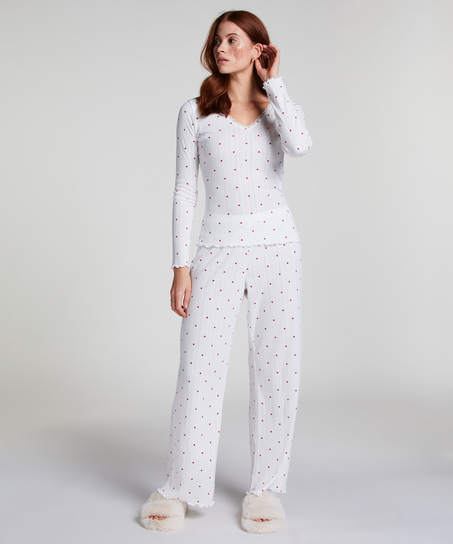 Pyjamabroek Pointelle, Wit