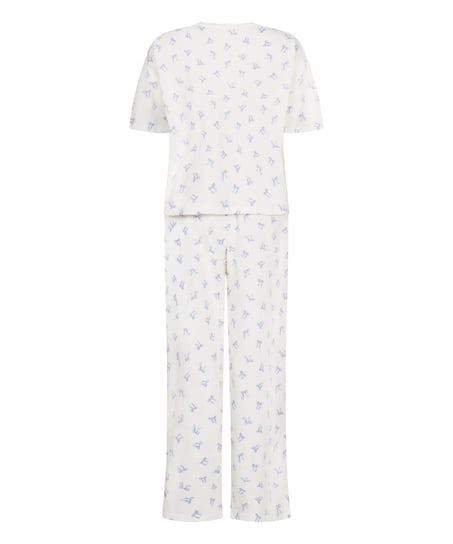 Pyjama Set Cotton Jersey Long, Blanc