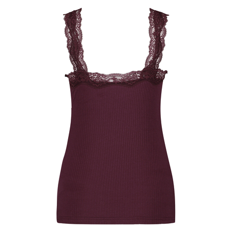 Top Rib Cami lace, Rood