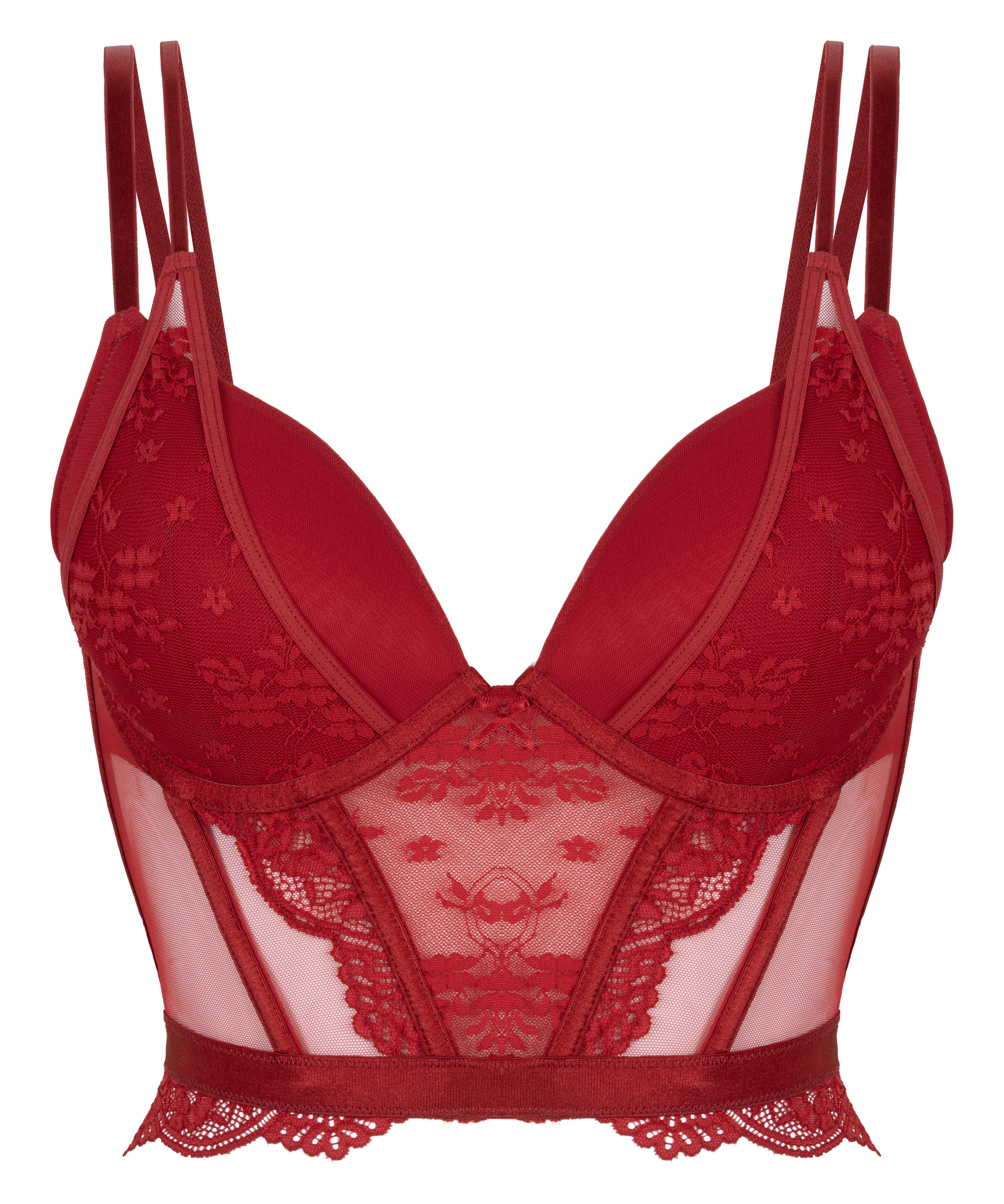 Soutien-gorge à armatures préformé push-up et longline Coco, Rouge, main