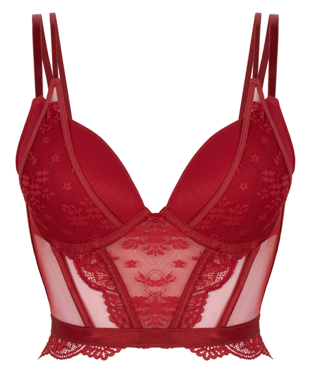 Soutien-gorge à armatures préformé push-up et longline Coco, Rouge