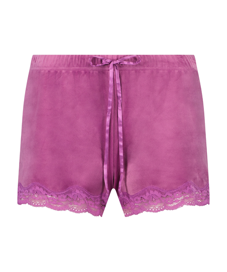 Shorts Velours Lace, Paars