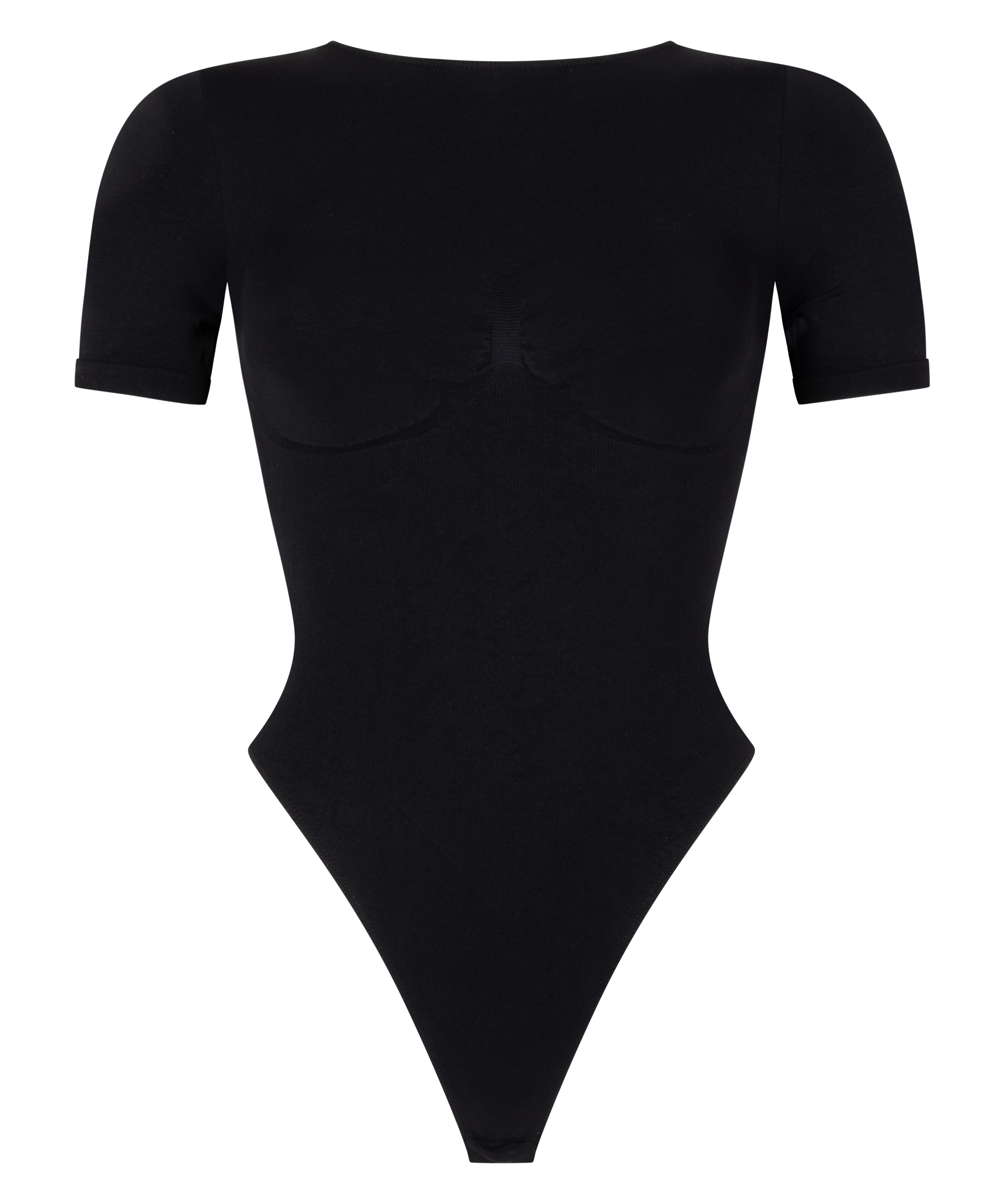 Naadloze body met korte mouwen, Zwart, main