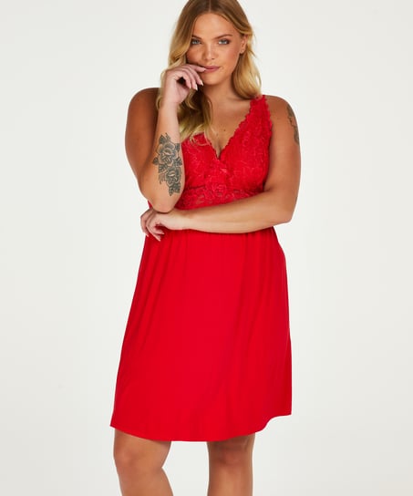 Slipdress Nora Lace, Rood