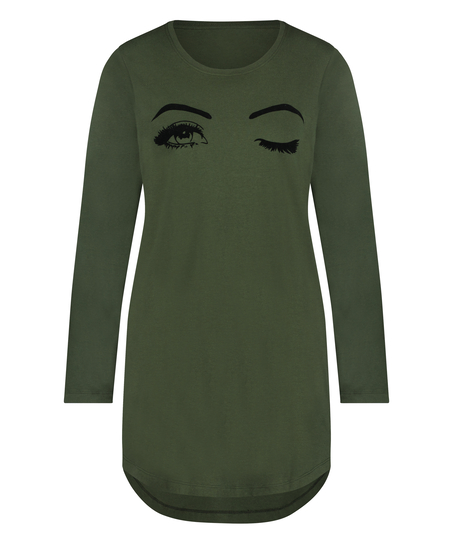 Chemise de nuit col rond, Vert