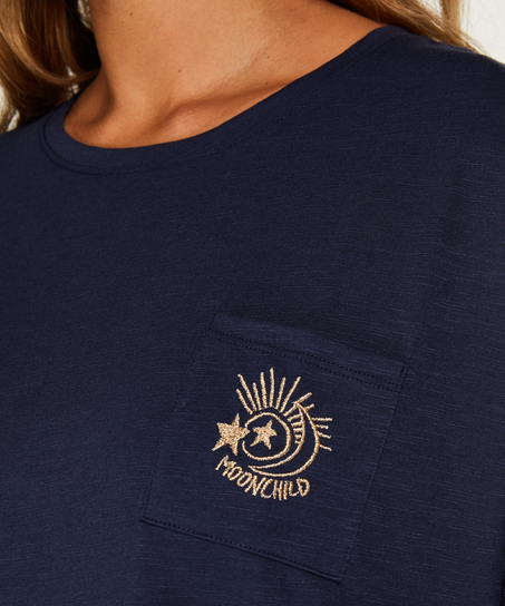 Pyjama top korte mouwen loose fit, Blauw