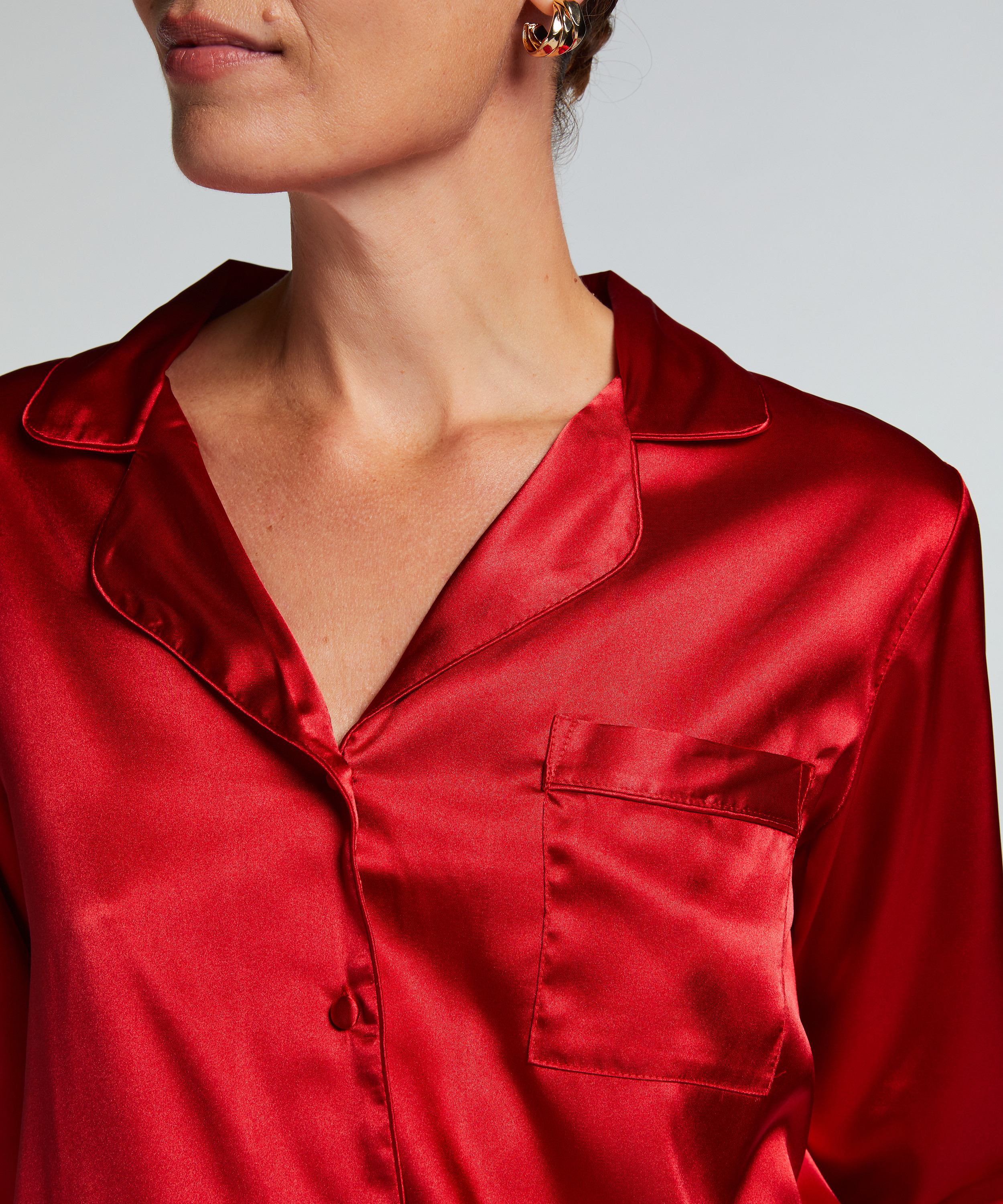 Jacket lange mouwen Satijn, Rood, main