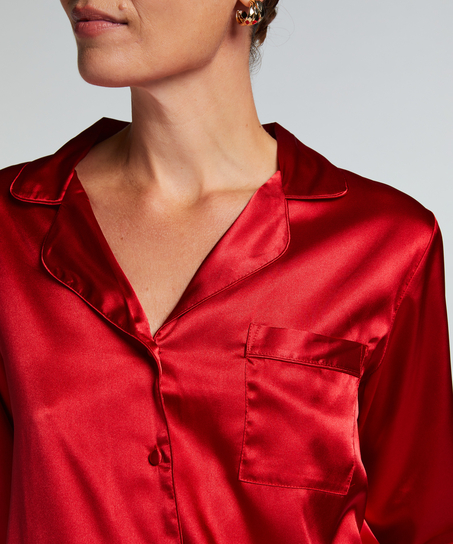 Jacket lange mouwen Satijn, Rood