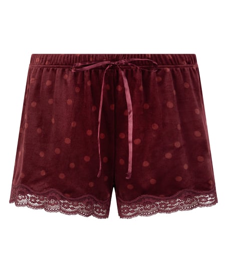 Short velours dentelle, Pourpre