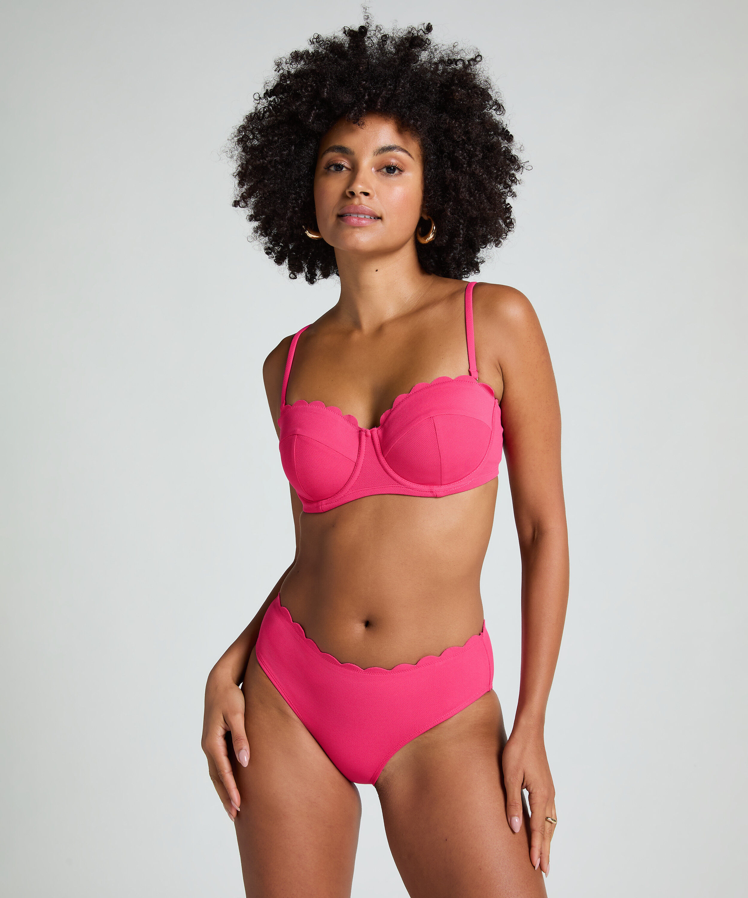 Voorgevormde beugel bikinitop Scallop Cup E +, Roze