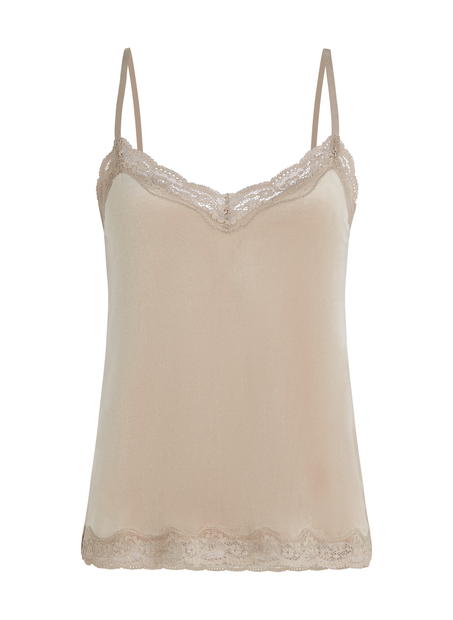 Cami top Velours Lace, Beige