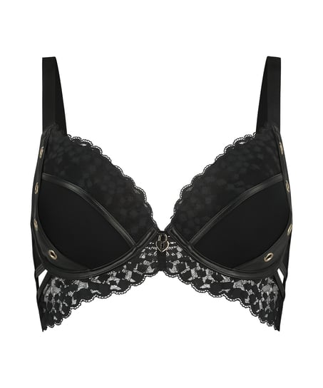 Voorgevormde longline push-up beugel bh Desire, Zwart