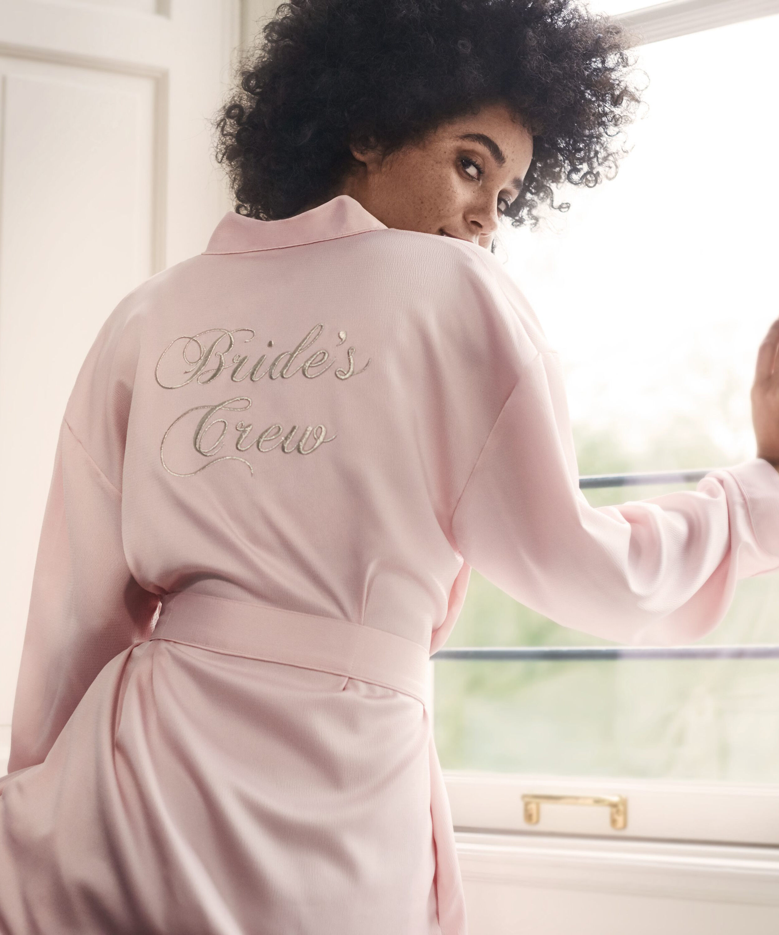 Kimono Satin Brides Crew, Roze