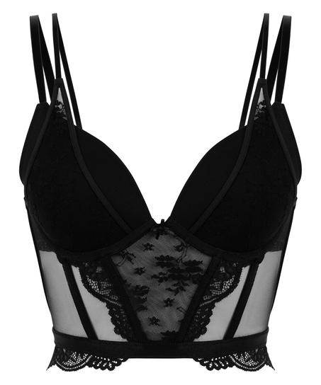 Soutien-gorge à armatures préformé push-up et longline Coco, Noir