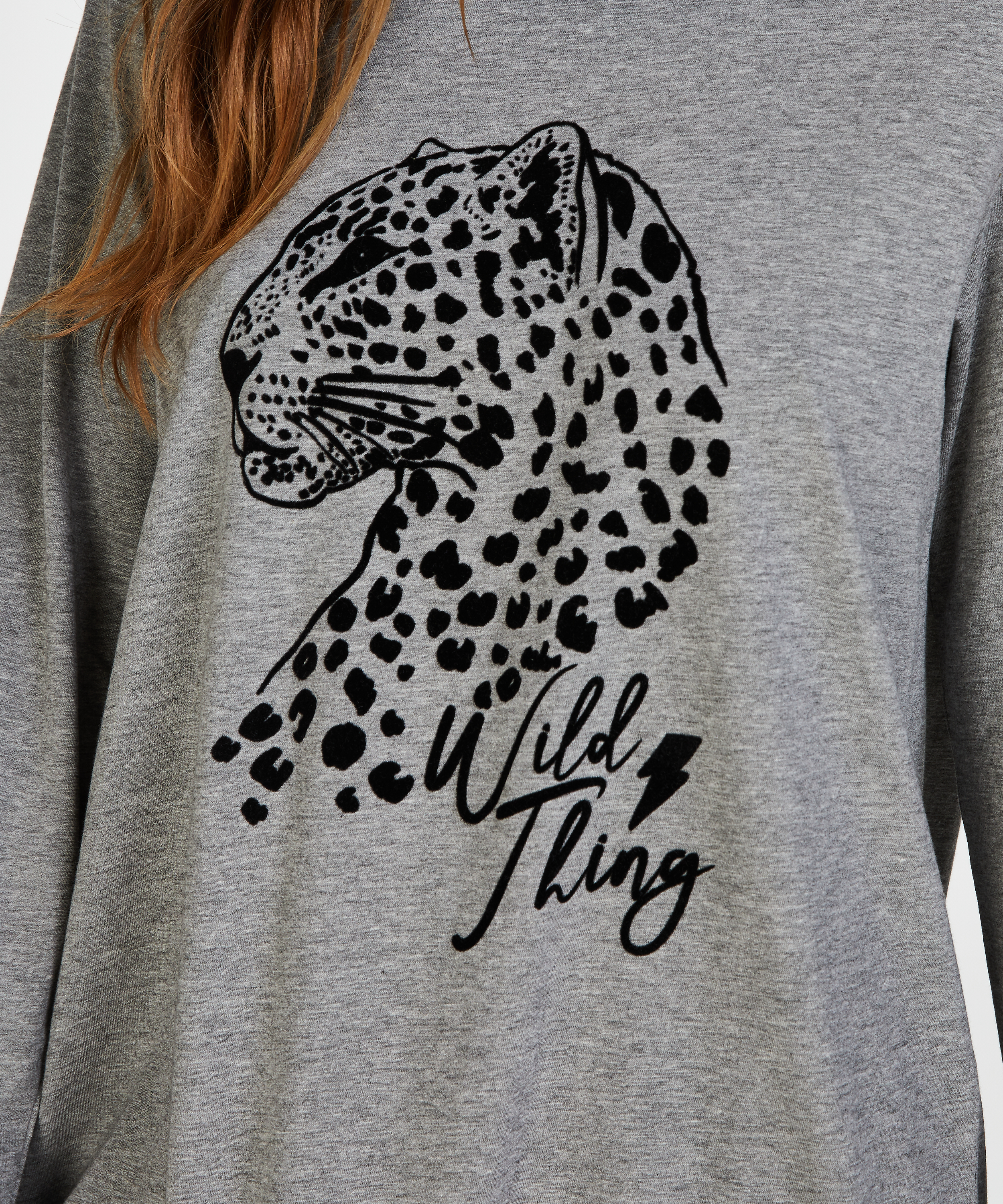 Nachthemd ronde hals, Grijs, main