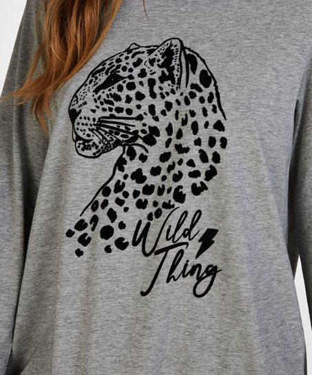 Nachthemd ronde hals, Grijs