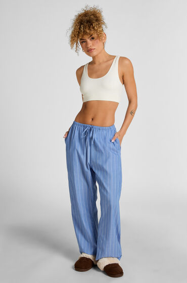 Hunkemöller Geweven Katoenen Broek Met Streep Blauw
