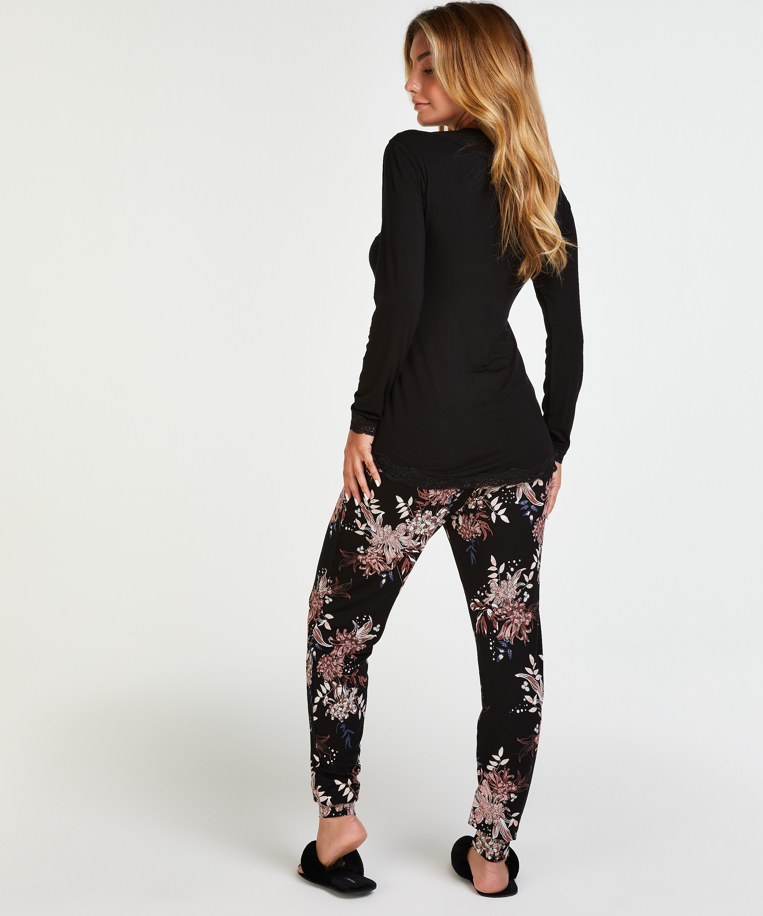 Ensemble pyjama d'allaitement, Noir, main