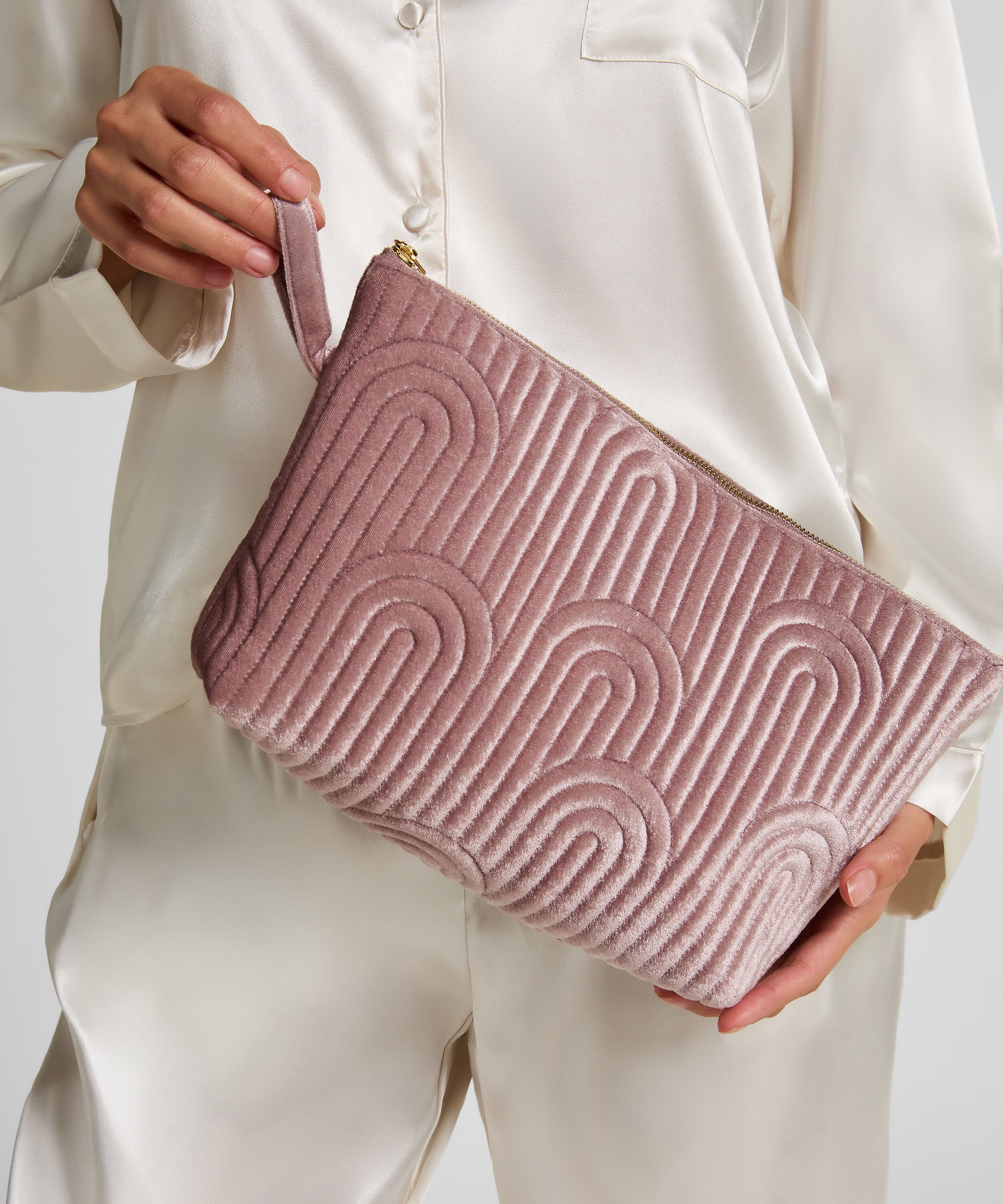 Grande trousse de maquillage en velours, Pourpre