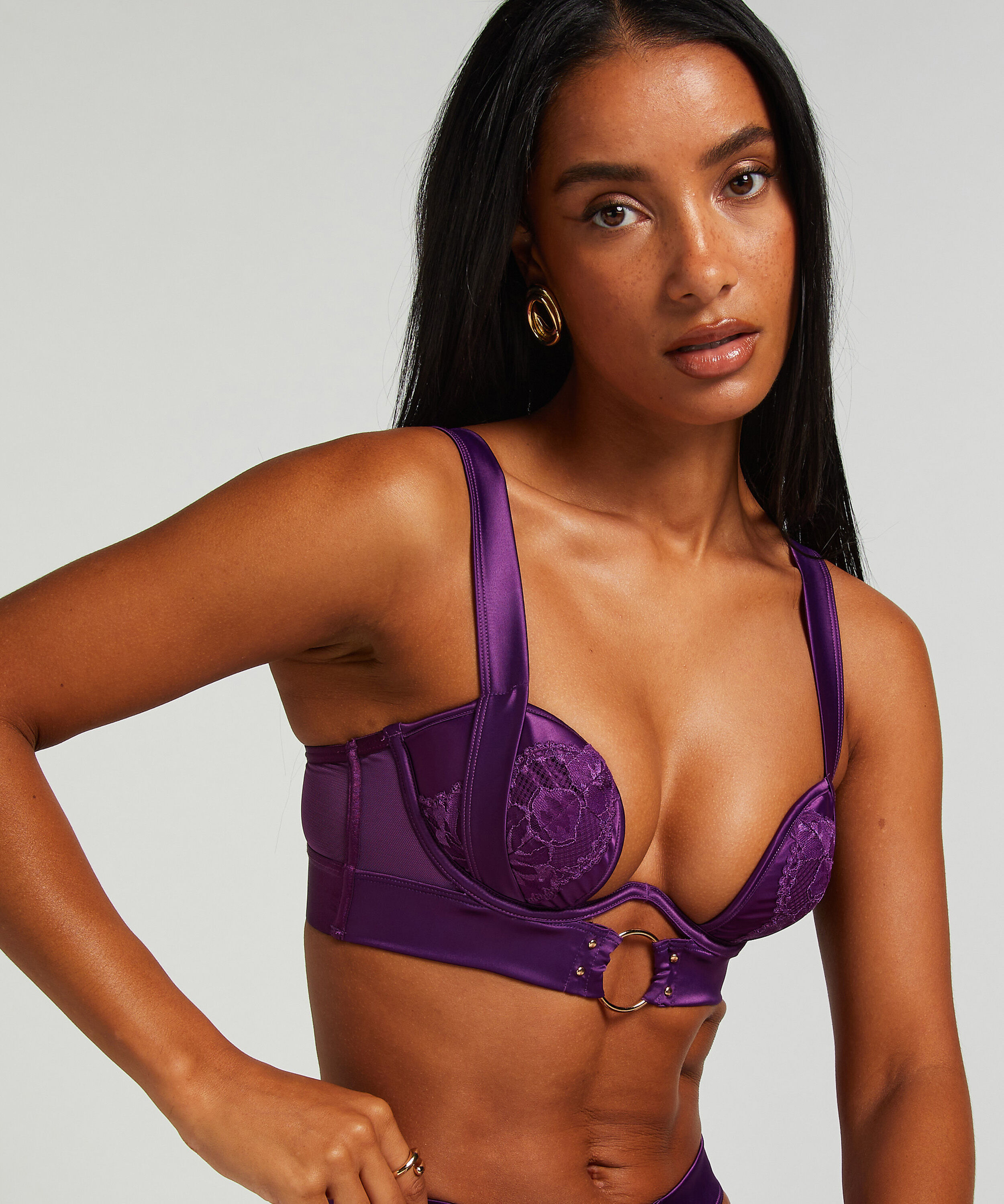 Soutien-gorge à armatures préformé longline Elsa, Pourpre