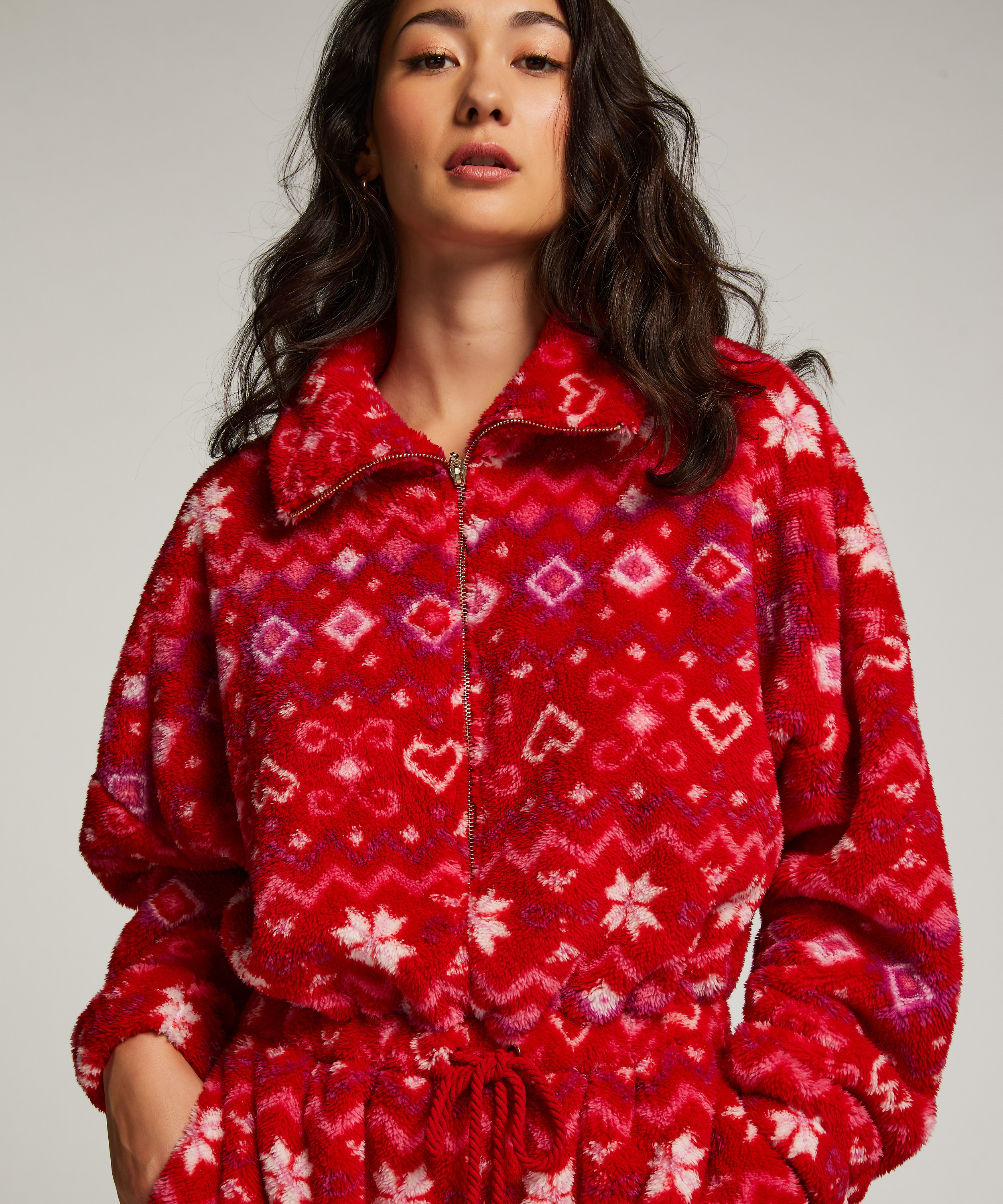 Onesie fleece, Rood, main