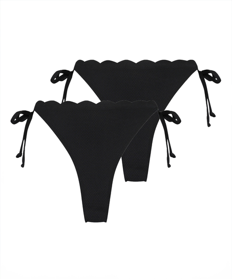 2-pack Cheeky Tanga Bikinibroekje Scallop, Zwart