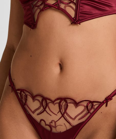 Hoog uitgesneden string Olivia, Rood