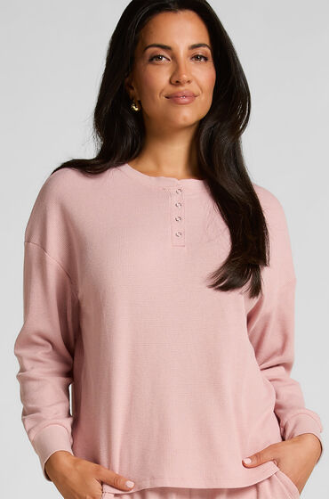 Hunkemöller Top Van Wafelstof Henley Roze