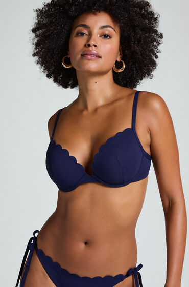 Hunkemöller Voorgevormde Push-up Beugel Bikinitop Scallop Cup A - E Blauw