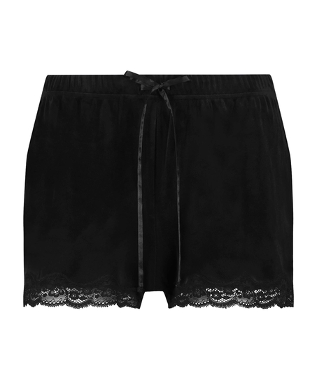 Short velours dentelle, Noir