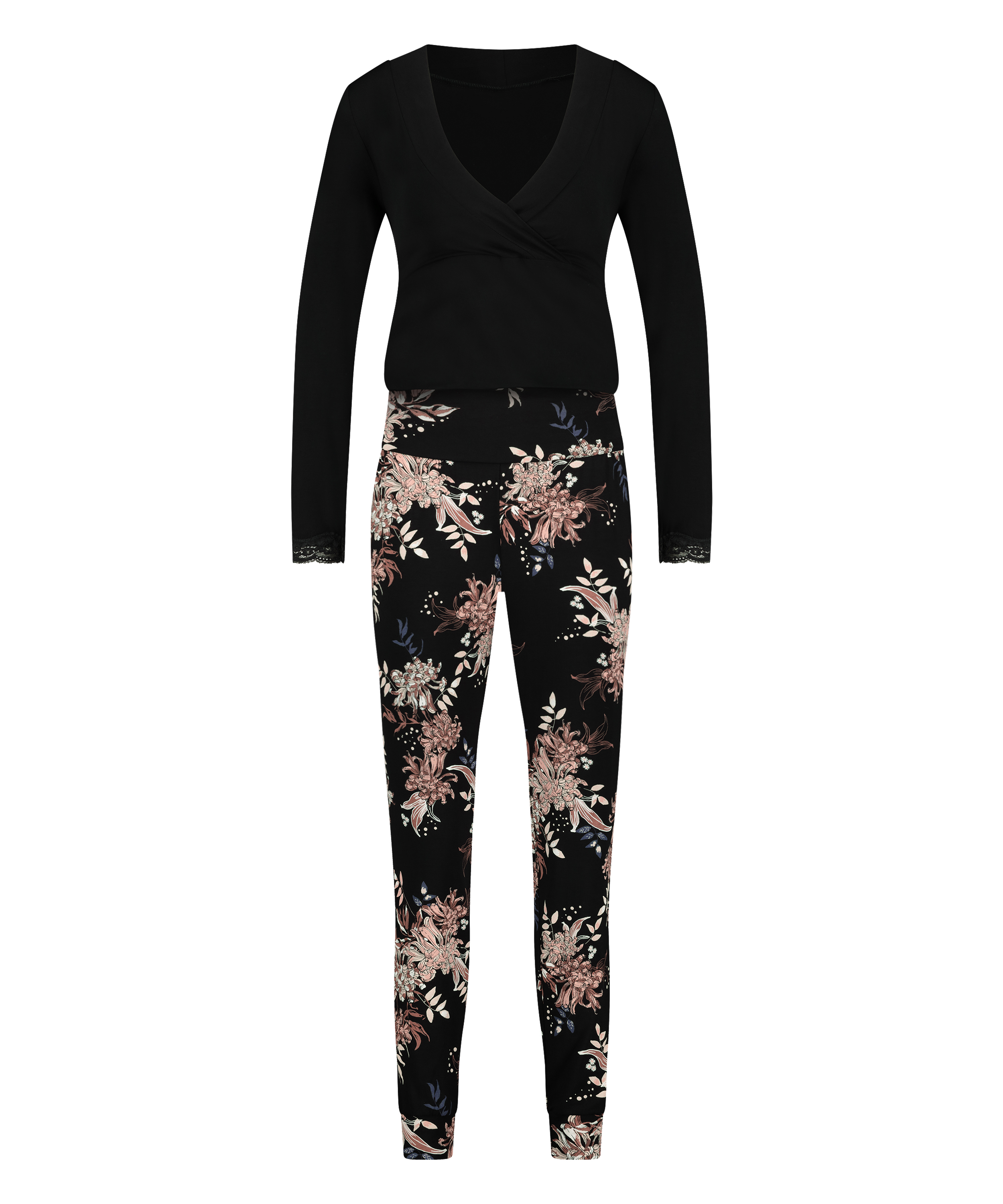 Ensemble pyjama d'allaitement, Noir, main