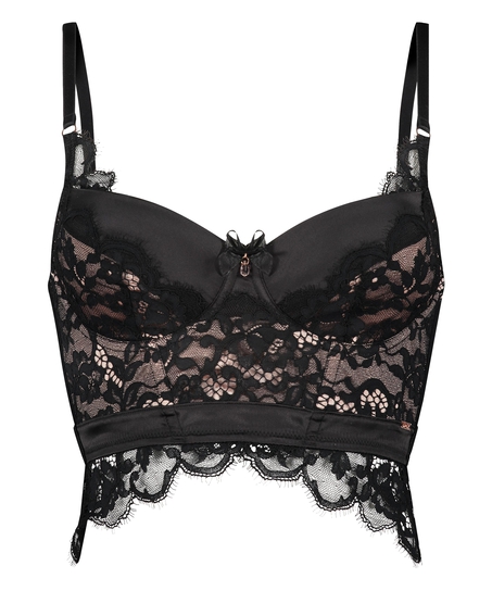 Voorgevormde longline beugel bh Heather, Zwart