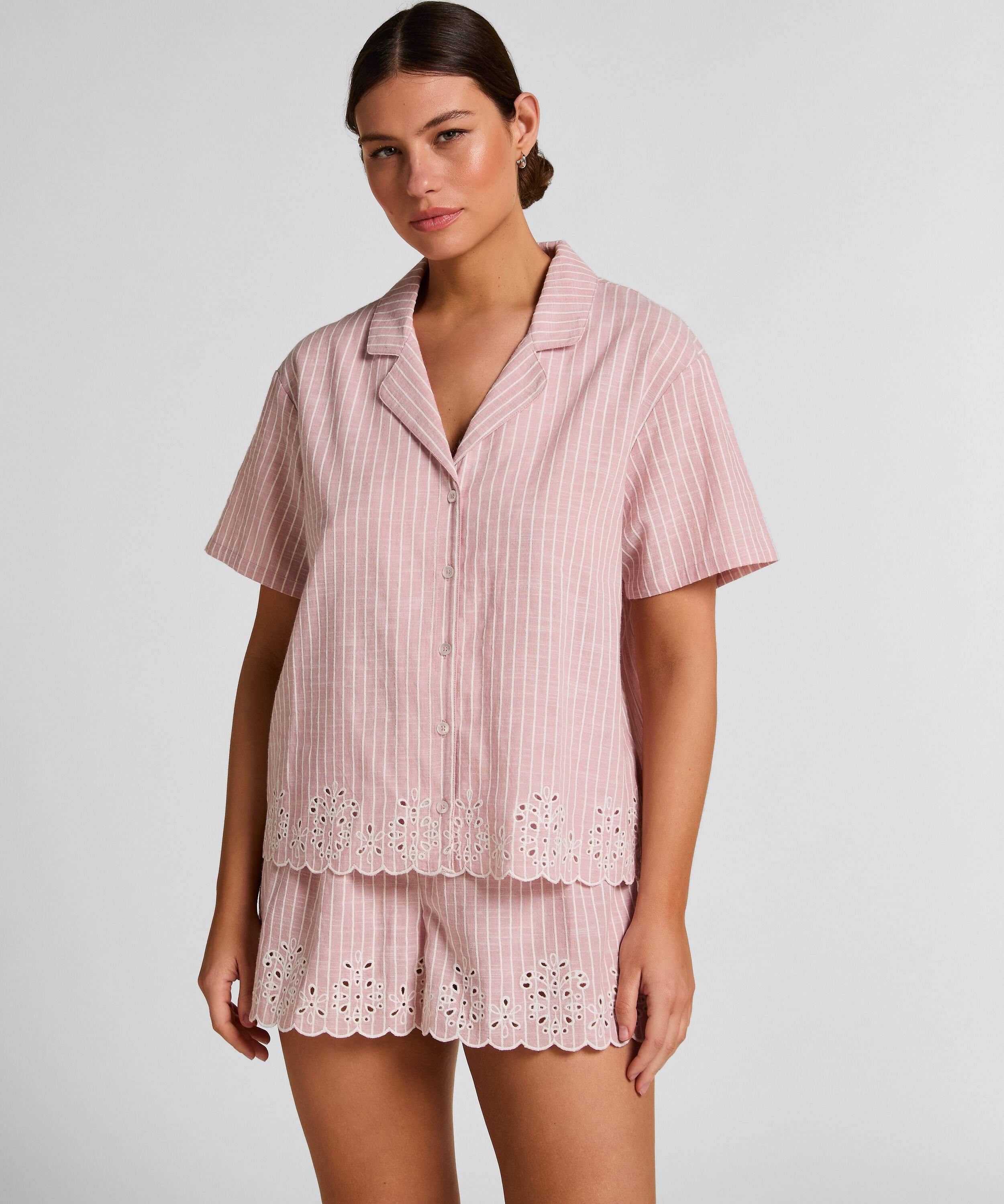 Short de Pyjama Rayé, Rose