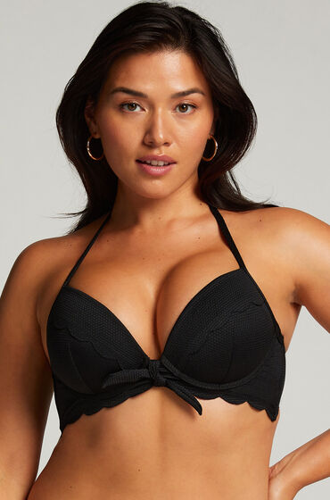 Hunkemöller Voorgevormde Push-up Beugel Bikinitop Scallop Cup A - E Zwart