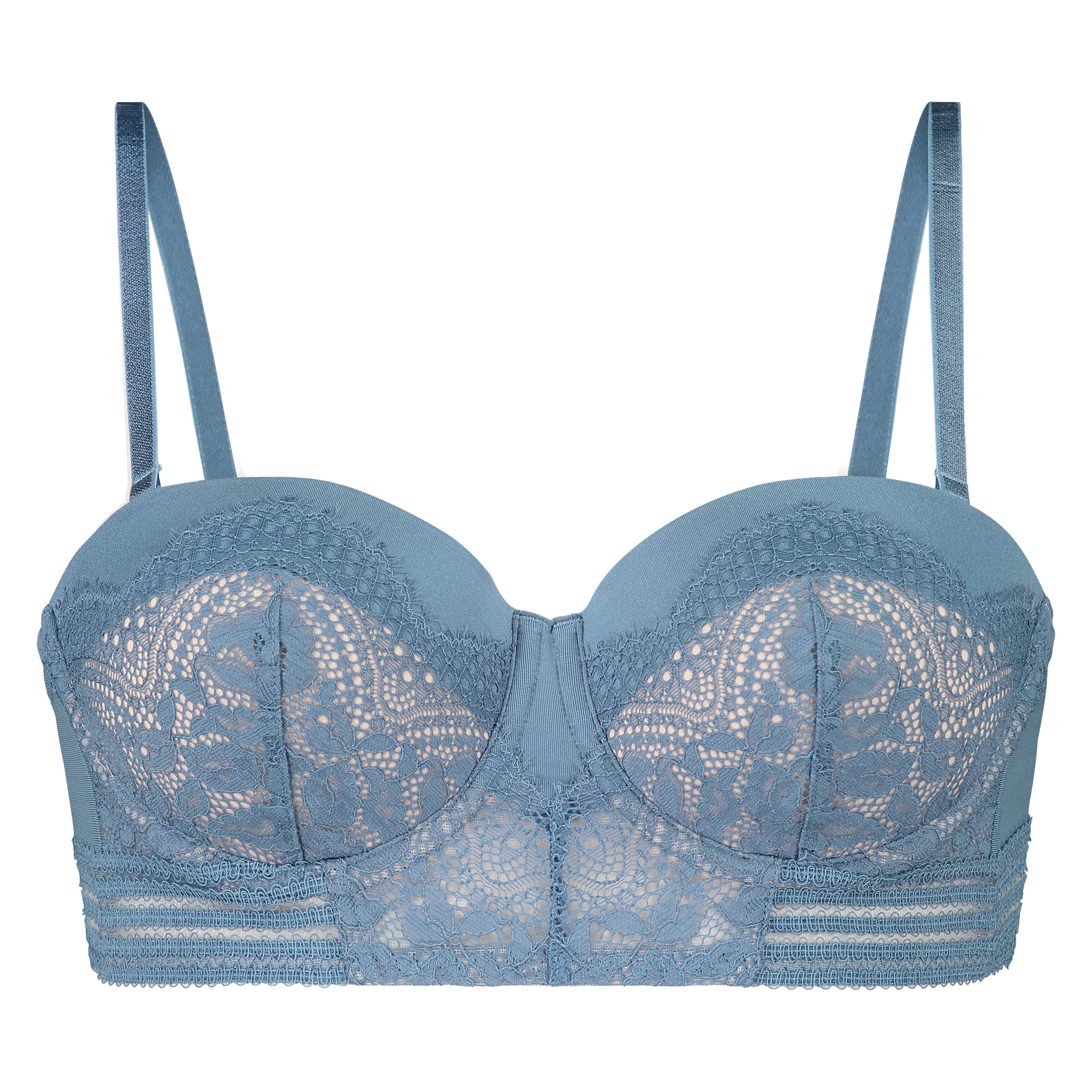 Soutien-gorge &agrave; armatures pr&eacute;form&eacute; longline sans bretelles Eden, Bleu, main