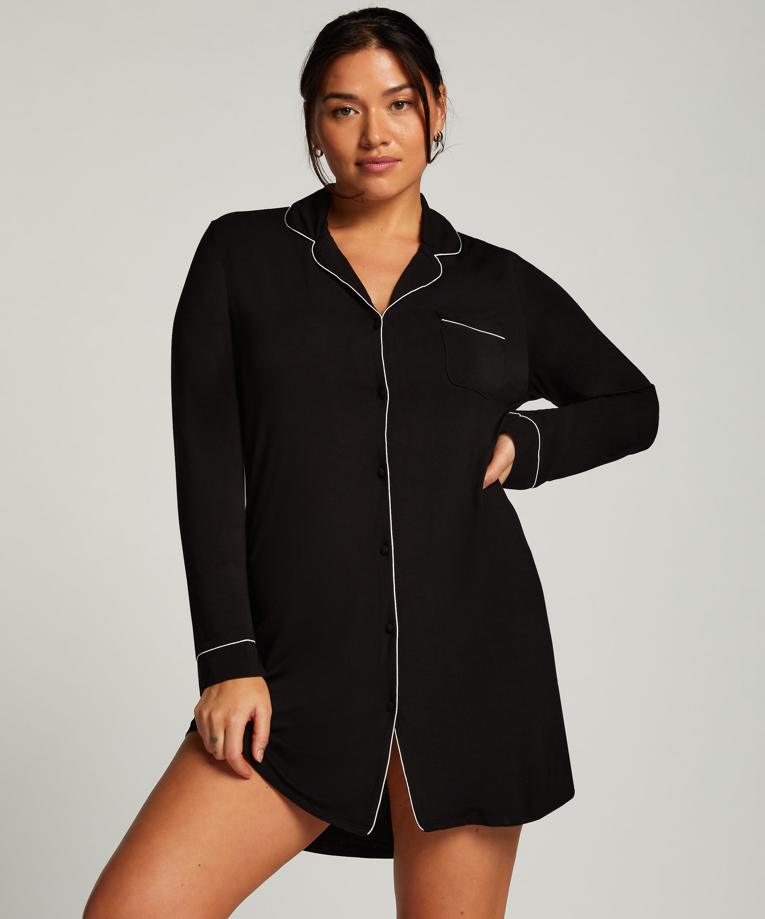 Nachthemd Jersey Essential, Zwart