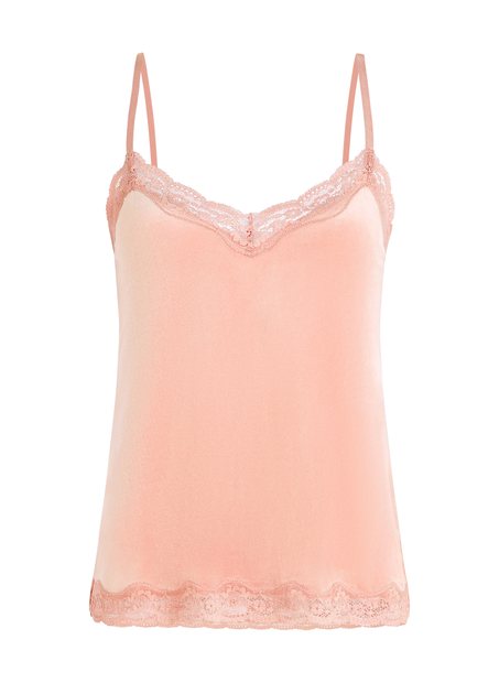 Cami top Velours Lace, Roze
